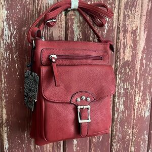 Handbag in a brick red color